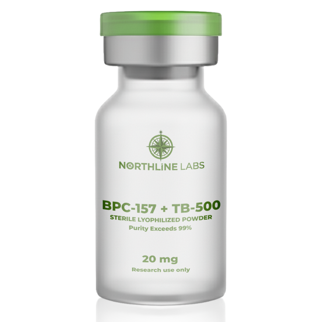 Vial labeled 'BPC-157 + TB-500' by Northline Labs on a white background