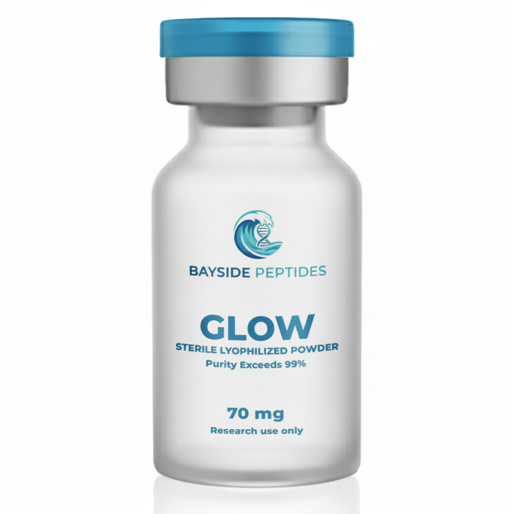 Vial labeled 'GLOW' by Northline Labs on a white background