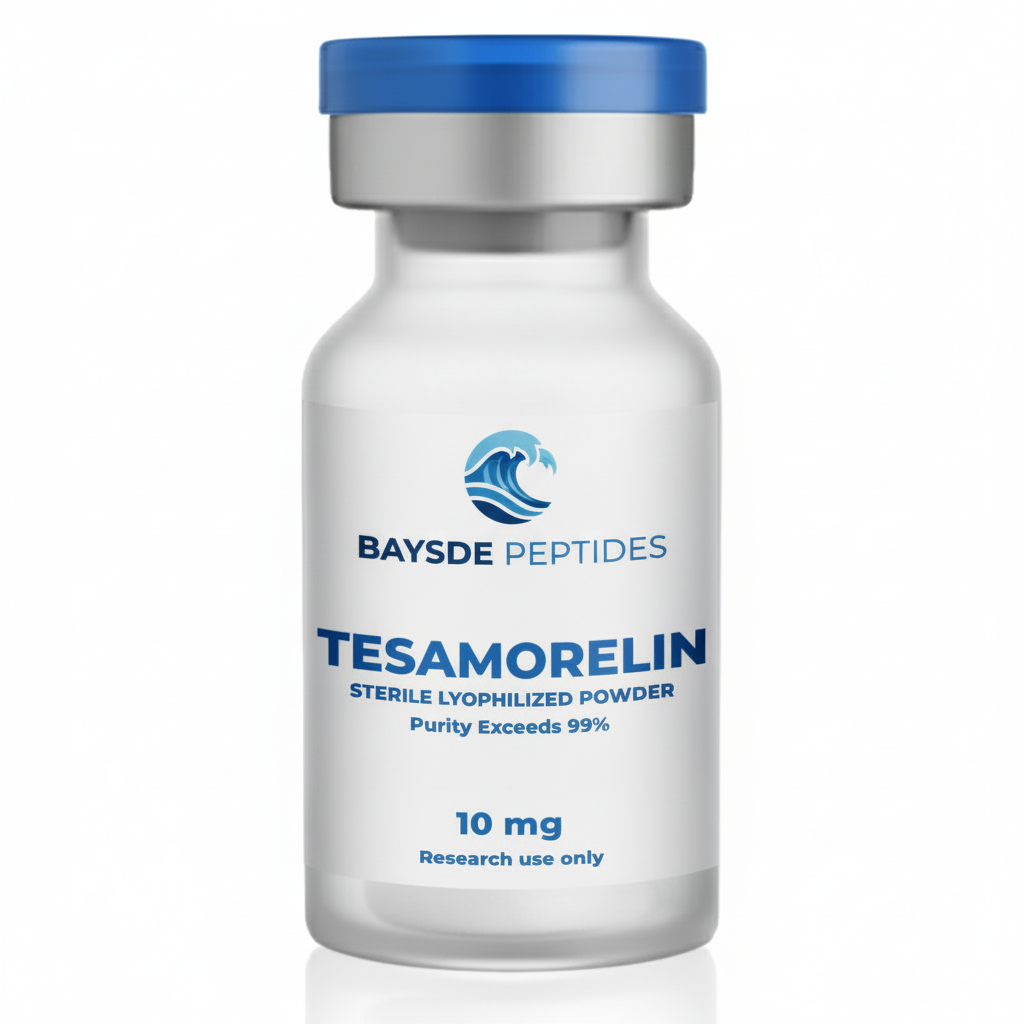 Vial labeled 'Tesamorelin' from Northline Labs on a white background