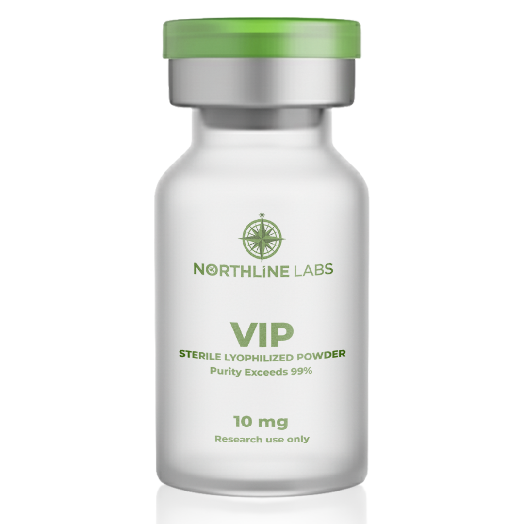 Vial labeled 'Northline Labs VIP' on a white background